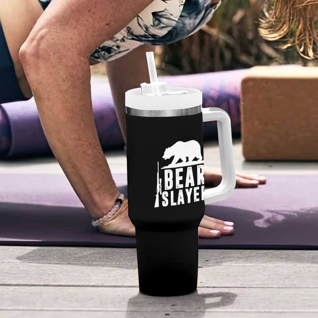 Bear Slayer Tumbler With Handle Hunting Season Gift - Wonder Print Shop
