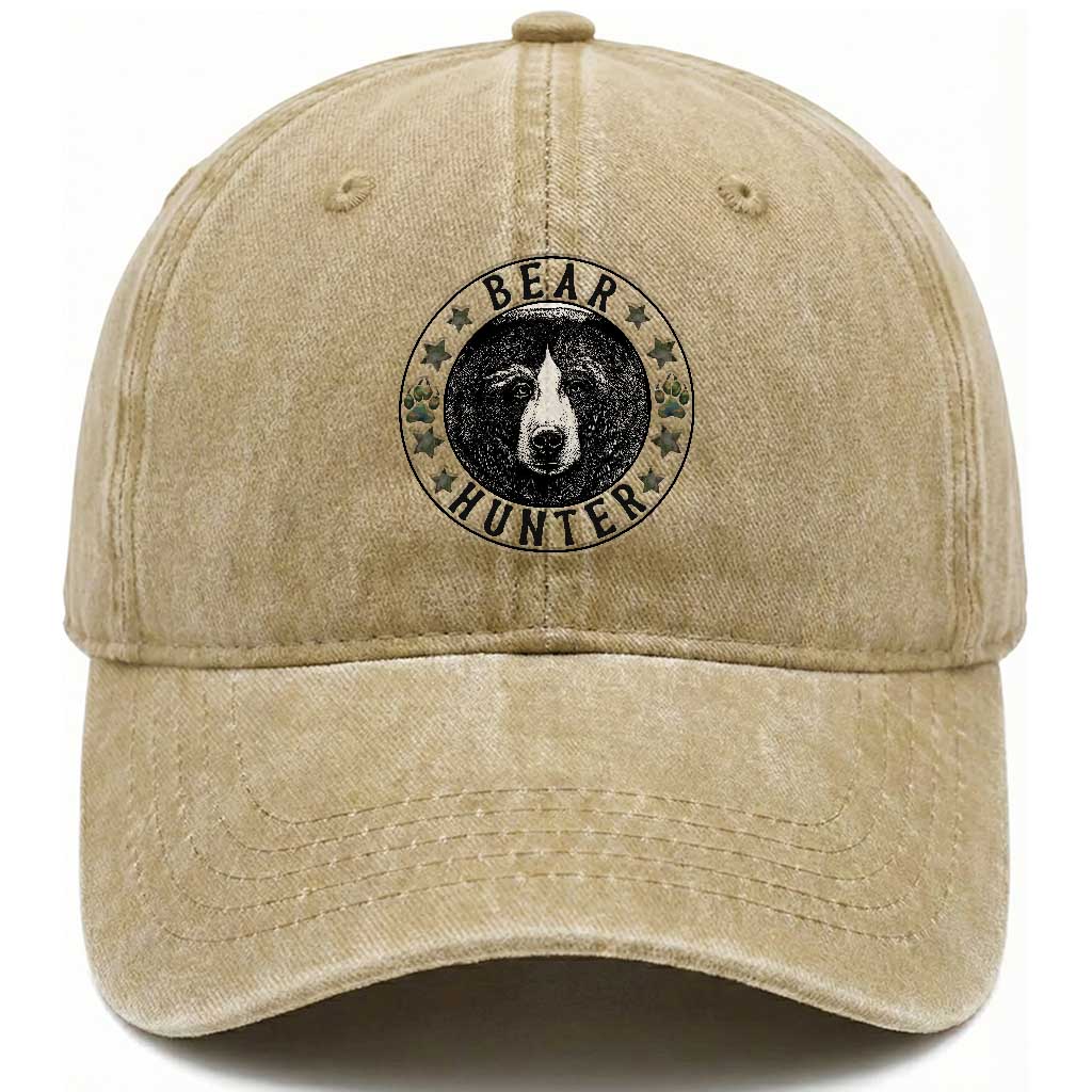 Bear Hunter Washed Cotton Baseball Cap Funny Hunting Season Gift