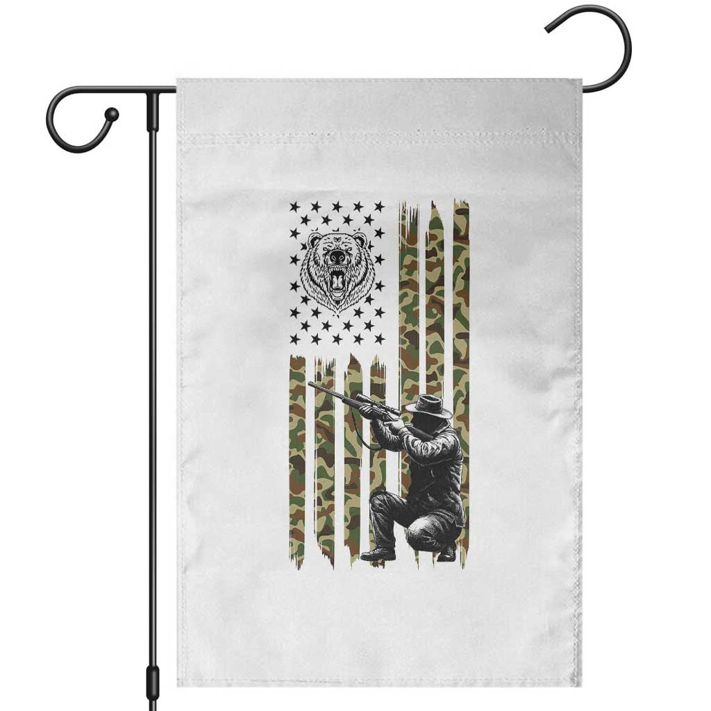 Bear Hunting Garden Flag Camo American Flag Hunter Gift - Wonder Print Shop