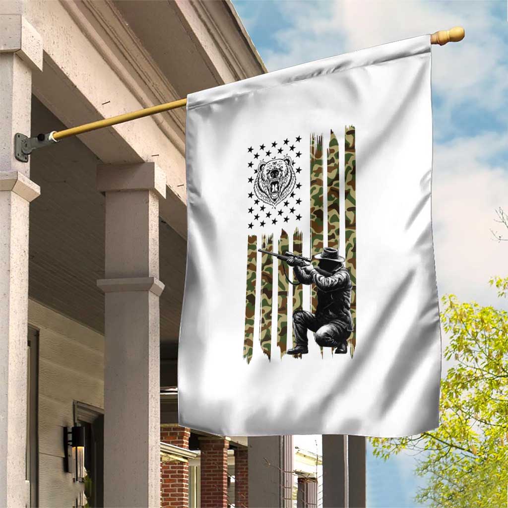 Bear Hunting Garden Flag Camo American Flag Hunter Gift - Wonder Print Shop