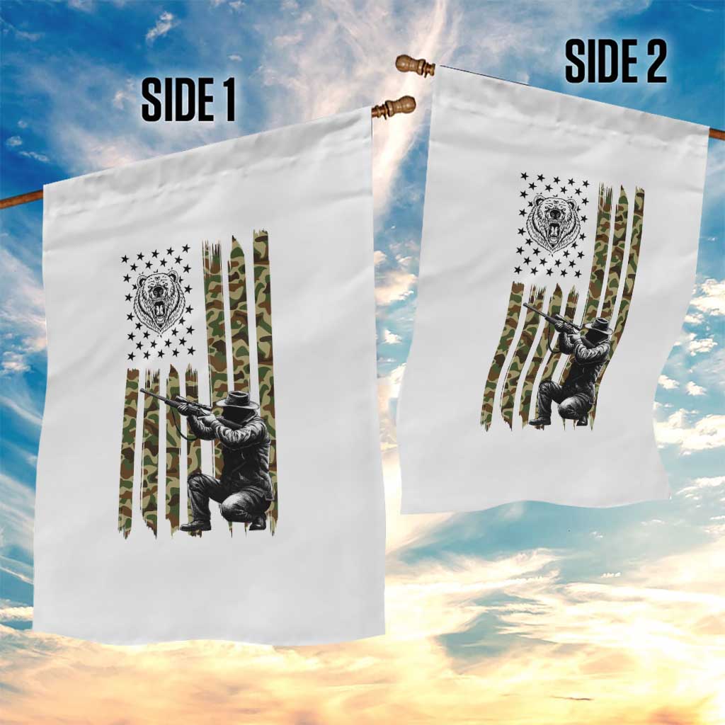Bear Hunting Garden Flag Camo American Flag Hunter Gift - Wonder Print Shop