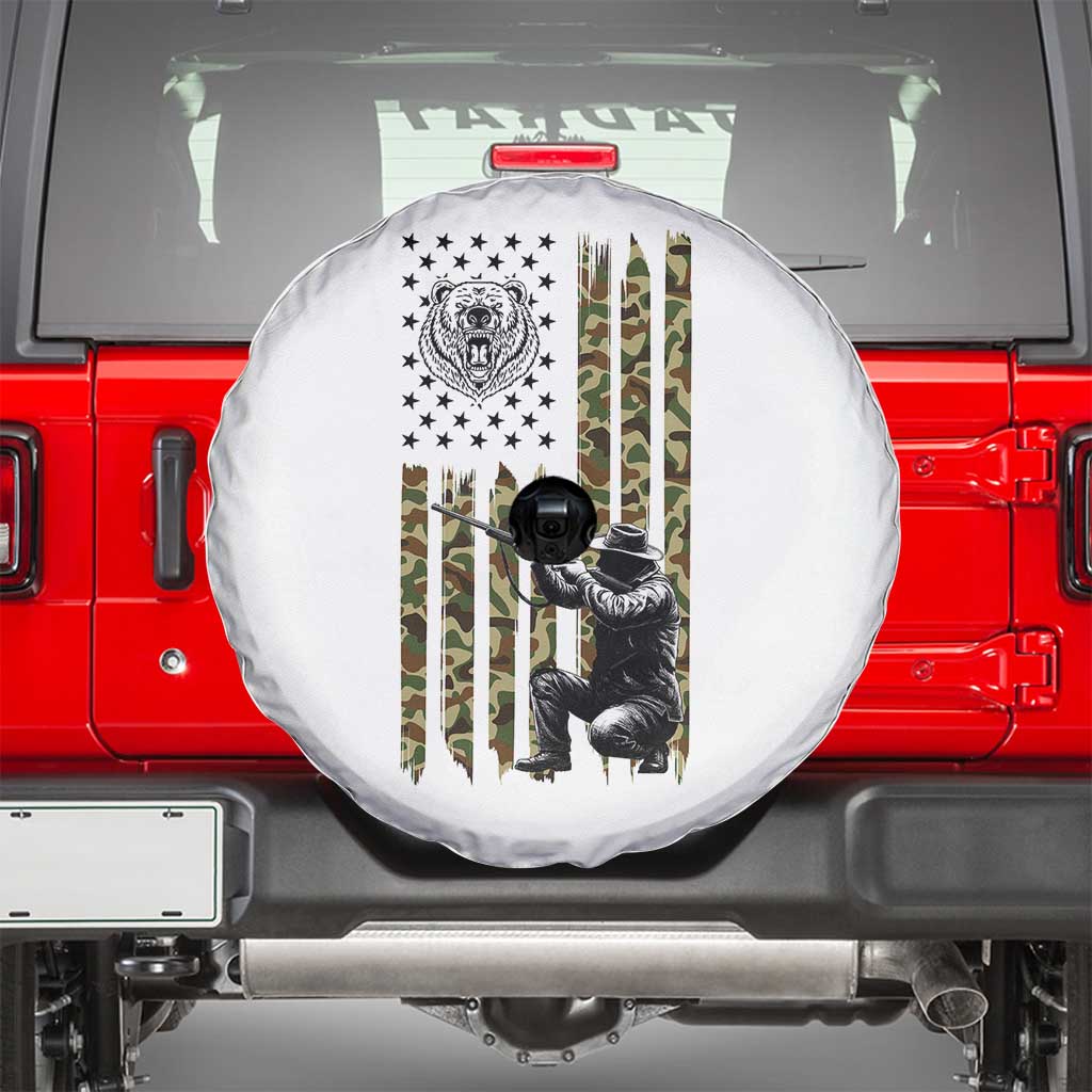 Bear Hunting Spare Tire Cover Camo American Flag Hunter Gift - Wonder Print Shop