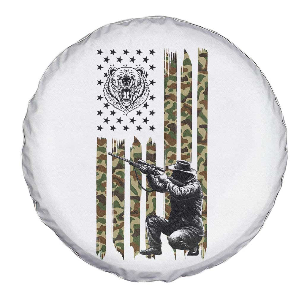 Bear Hunting Spare Tire Cover Camo American Flag Hunter Gift - Wonder Print Shop