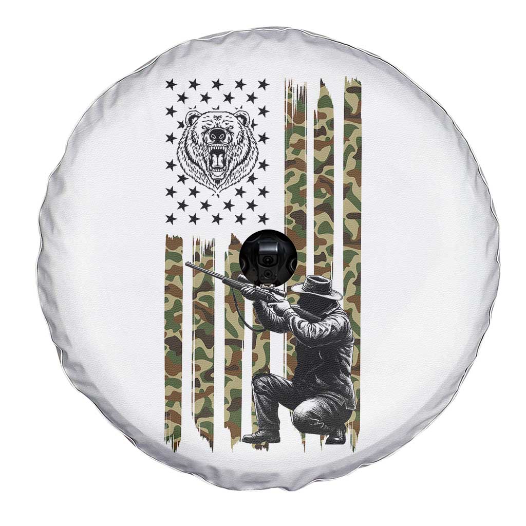 Bear Hunting Spare Tire Cover Camo American Flag Hunter Gift - Wonder Print Shop