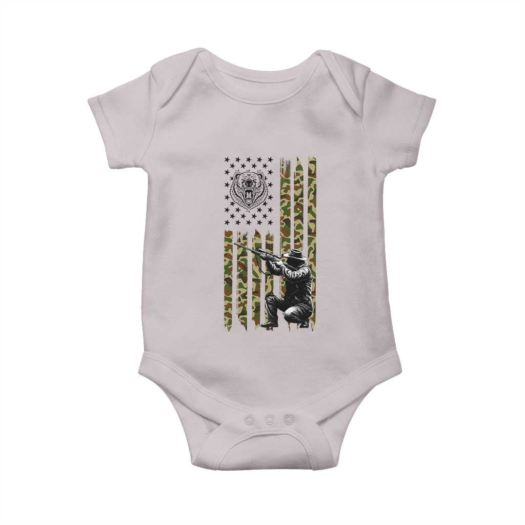 Bear Hunting Baby Onesie Camo American Flag Hunter Gift - Wonder Print Shop