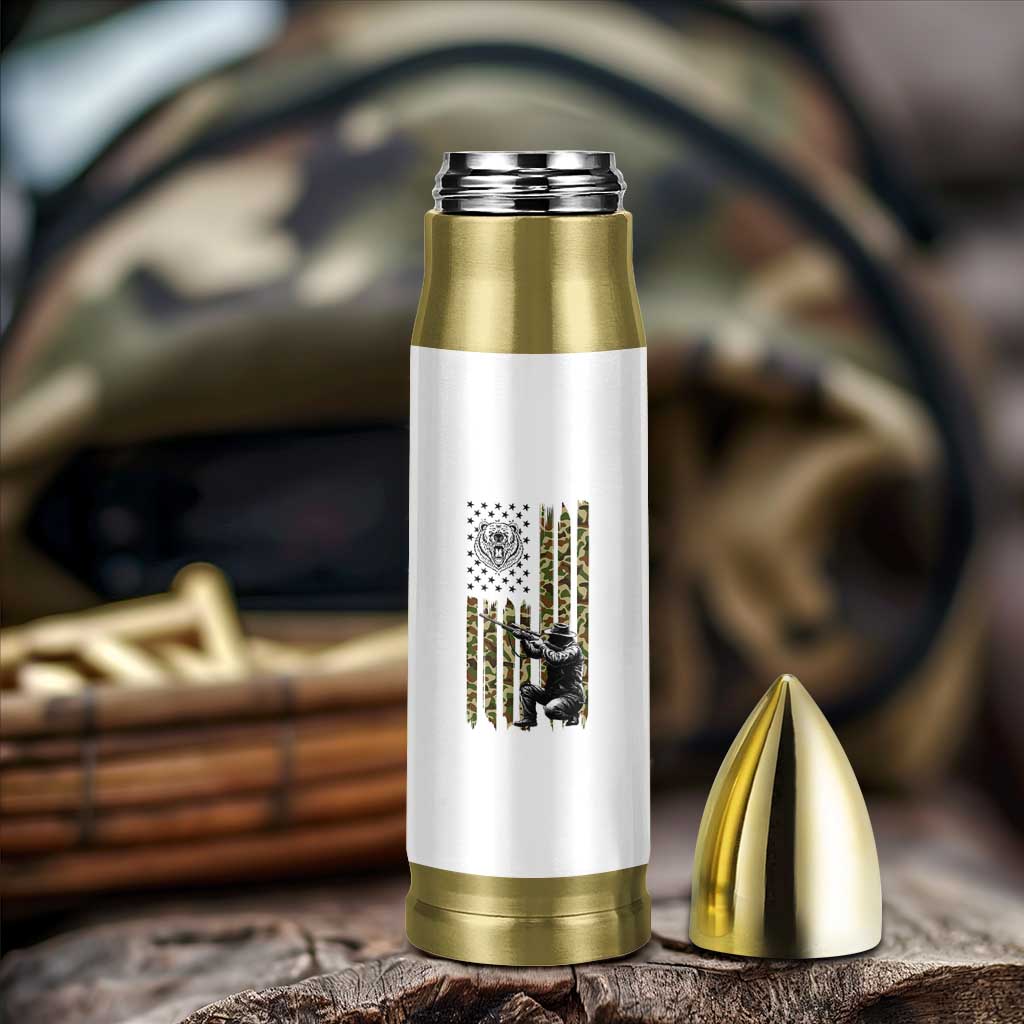 Bear Hunting Bullet Tumbler Camo American Flag Hunter Gift - Wonder Print Shop