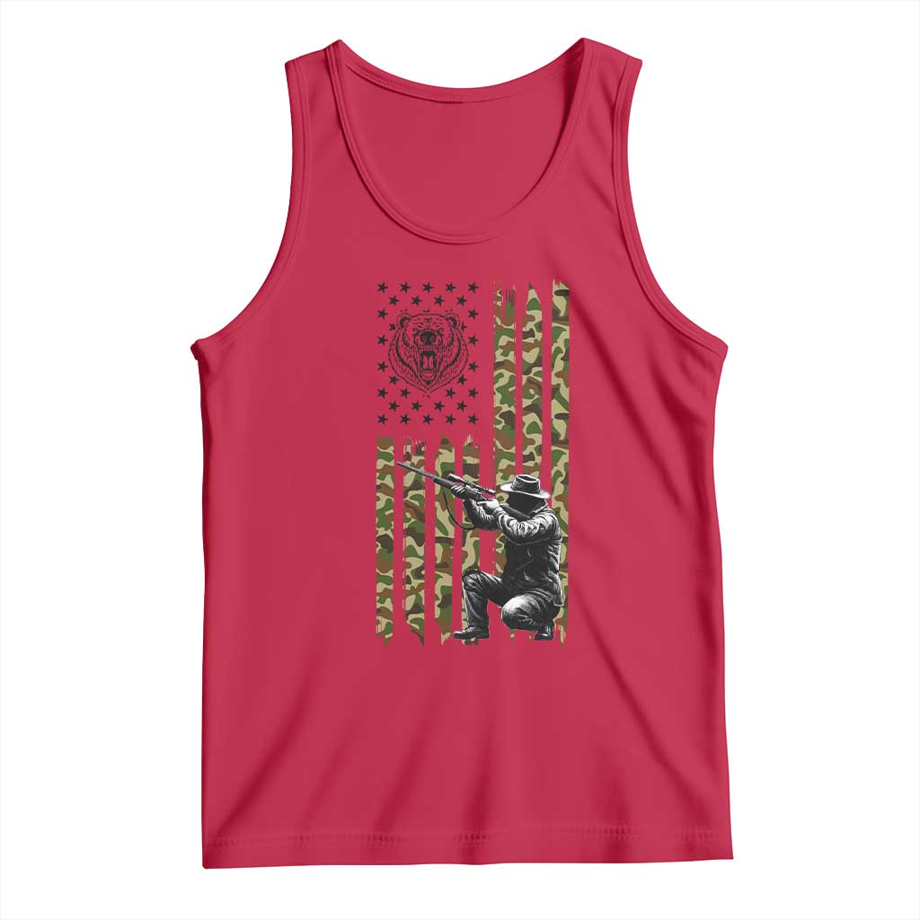 Bear Hunting Tank Top Camo American Flag Hunter Gift - Wonder Print Shop