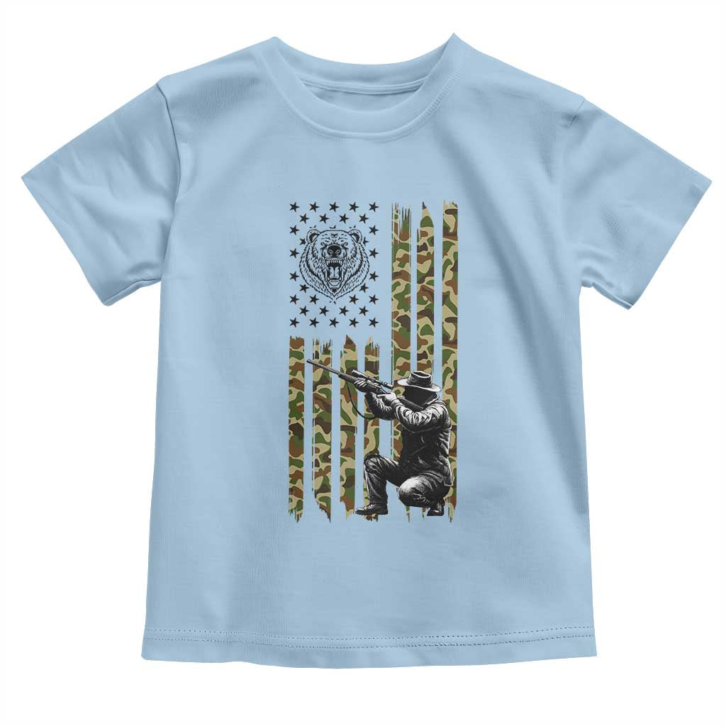 Bear Hunting Toddler T Shirt Camo American Flag Hunter Gift - Wonder Print Shop
