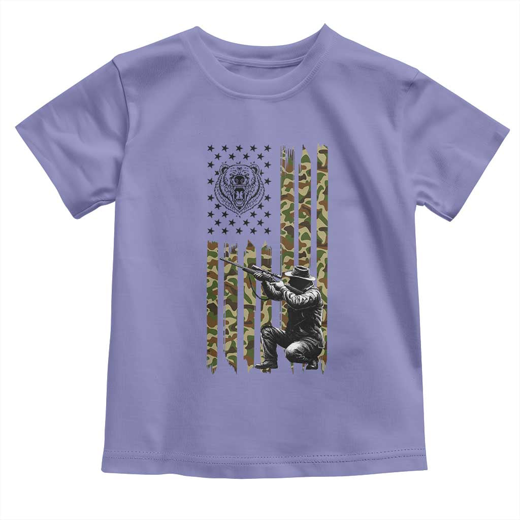 Bear Hunting Toddler T Shirt Camo American Flag Hunter Gift - Wonder Print Shop