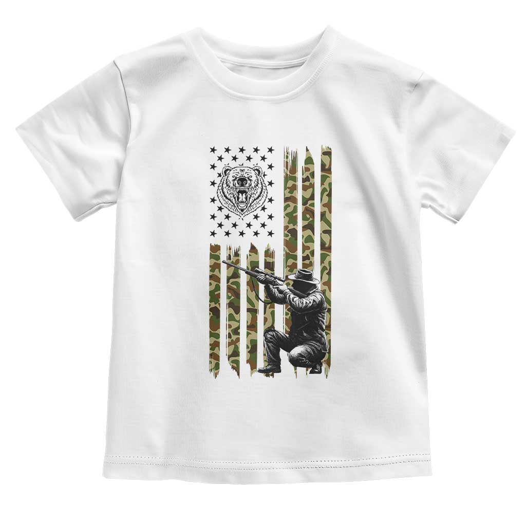 Bear Hunting Toddler T Shirt Camo American Flag Hunter Gift - Wonder Print Shop
