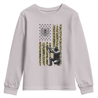 Bear Hunting Youth Sweatshirt Camo American Flag Hunter Gift - Wonder Print Shop