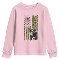 Bear Hunting Youth Sweatshirt Camo American Flag Hunter Gift - Wonder Print Shop