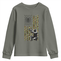 Bear Hunting Youth Sweatshirt Camo American Flag Hunter Gift - Wonder Print Shop