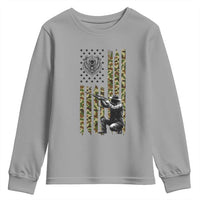 Bear Hunting Youth Sweatshirt Camo American Flag Hunter Gift - Wonder Print Shop