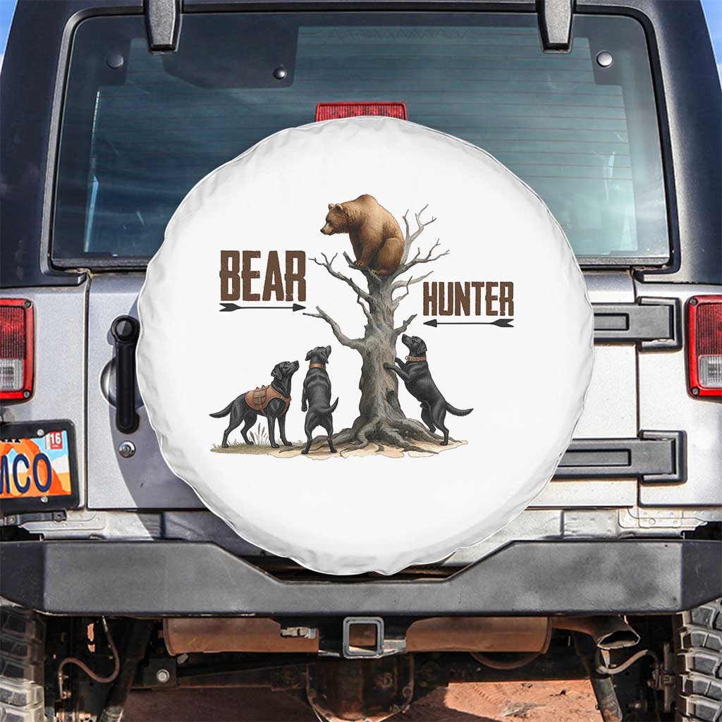 Bear Hunter Spare Tire Cover Black Lab Retriever Funny Hunting Gift - Wonder Print Shop