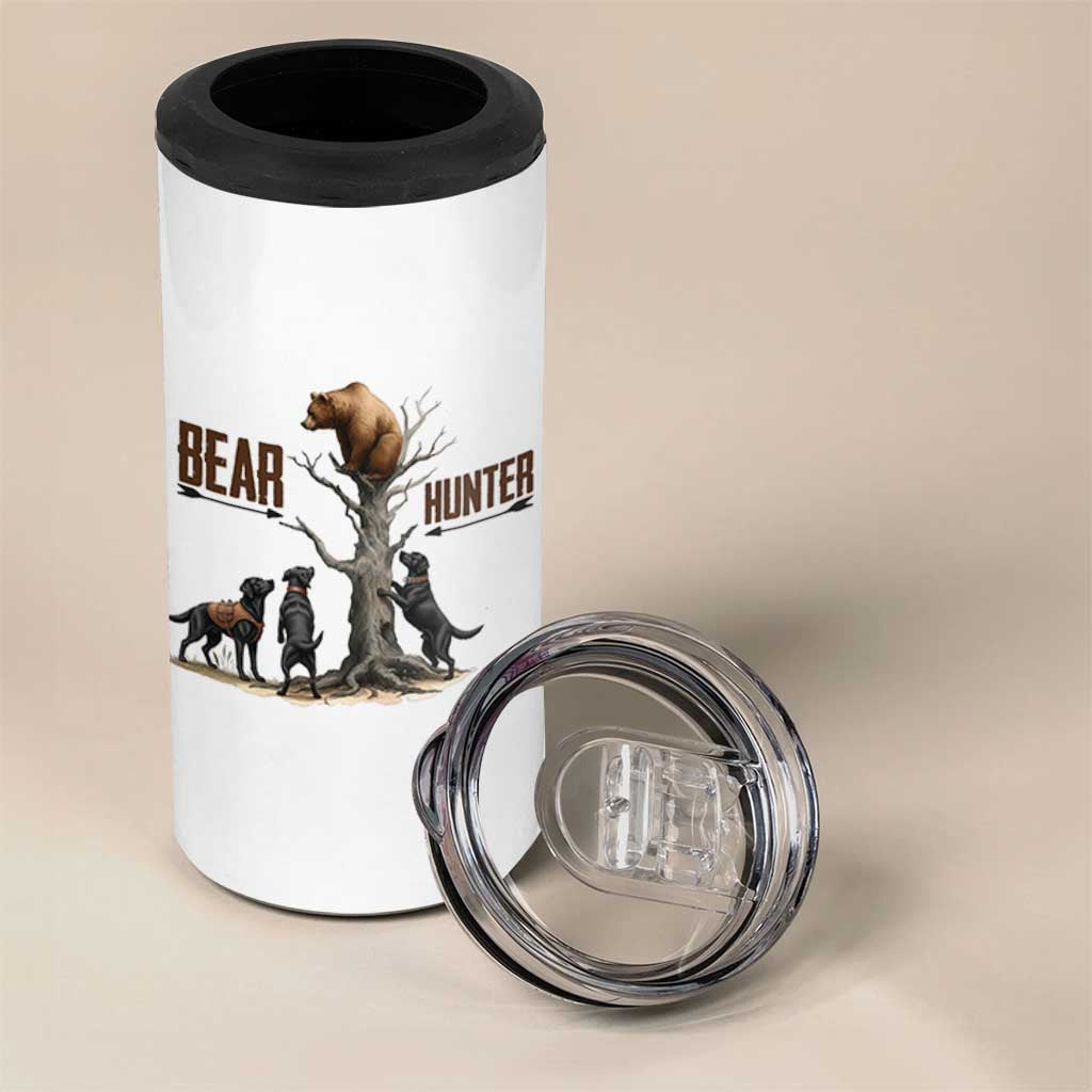 Bear Hunter 4 in 1 Can Cooler Tumbler Black Lab Retriever Funny Hunting Gift - Wonder Print Shop