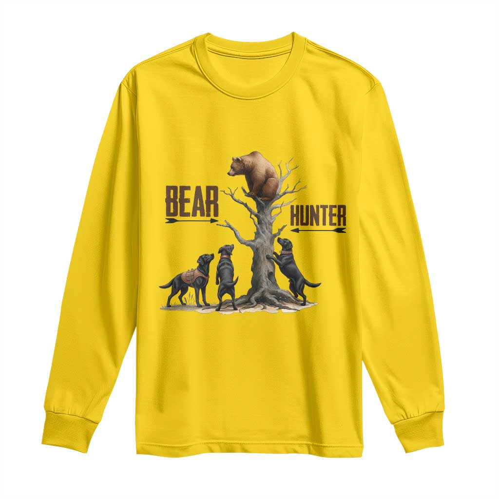 Bear Hunter Long Sleeve Shirt Black Lab Retriever Funny Hunting Gift - Wonder Print Shop