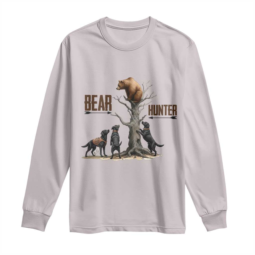 Bear Hunter Long Sleeve Shirt Black Lab Retriever Funny Hunting Gift - Wonder Print Shop