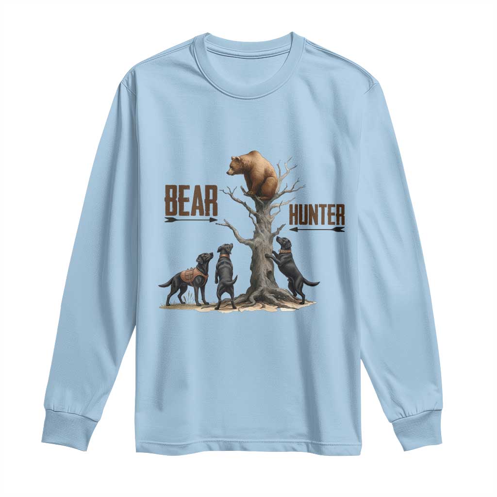 Bear Hunter Long Sleeve Shirt Black Lab Retriever Funny Hunting Gift - Wonder Print Shop