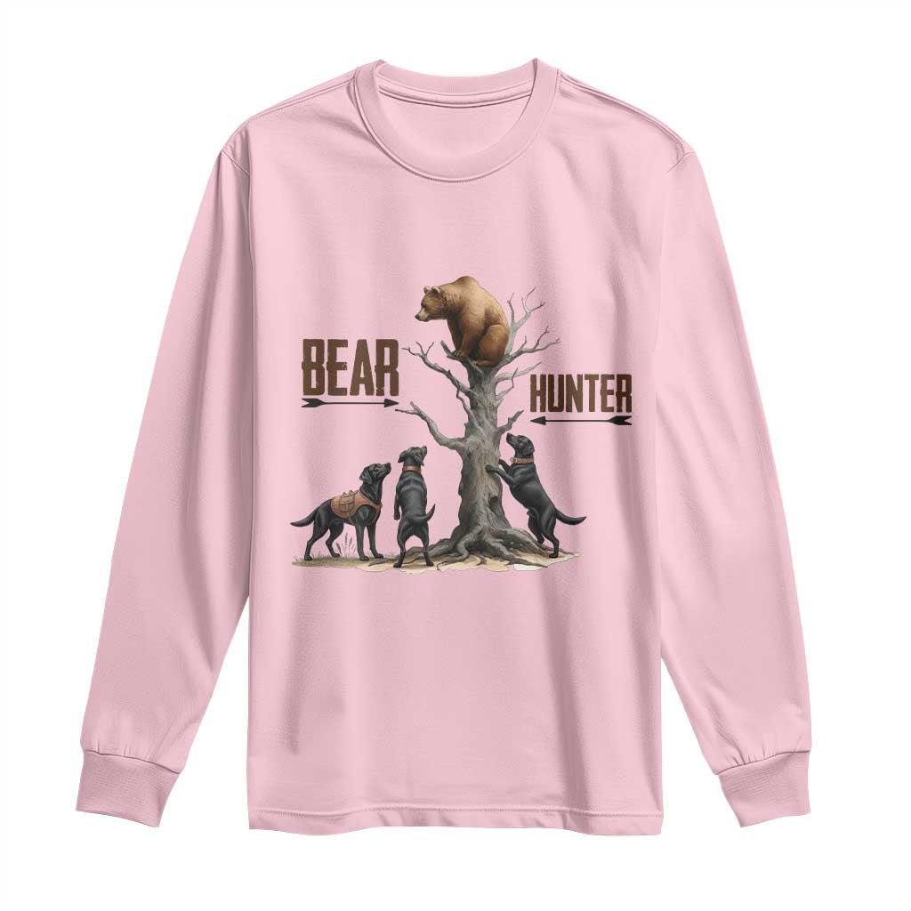 Bear Hunter Long Sleeve Shirt Black Lab Retriever Funny Hunting Gift - Wonder Print Shop