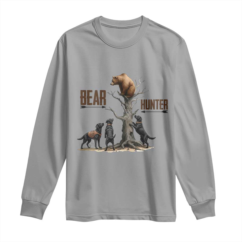 Bear Hunter Long Sleeve Shirt Black Lab Retriever Funny Hunting Gift - Wonder Print Shop
