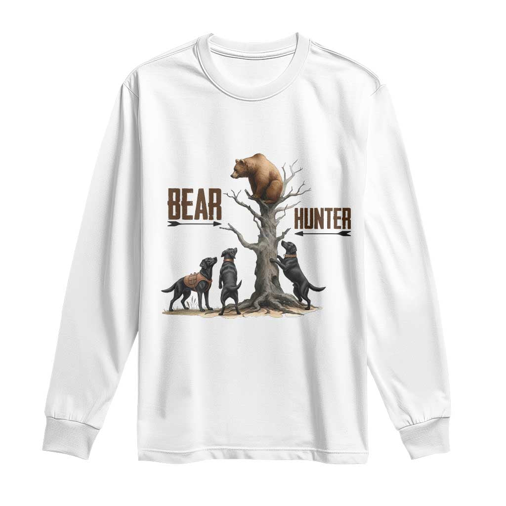 Bear Hunter Long Sleeve Shirt Black Lab Retriever Funny Hunting Gift - Wonder Print Shop