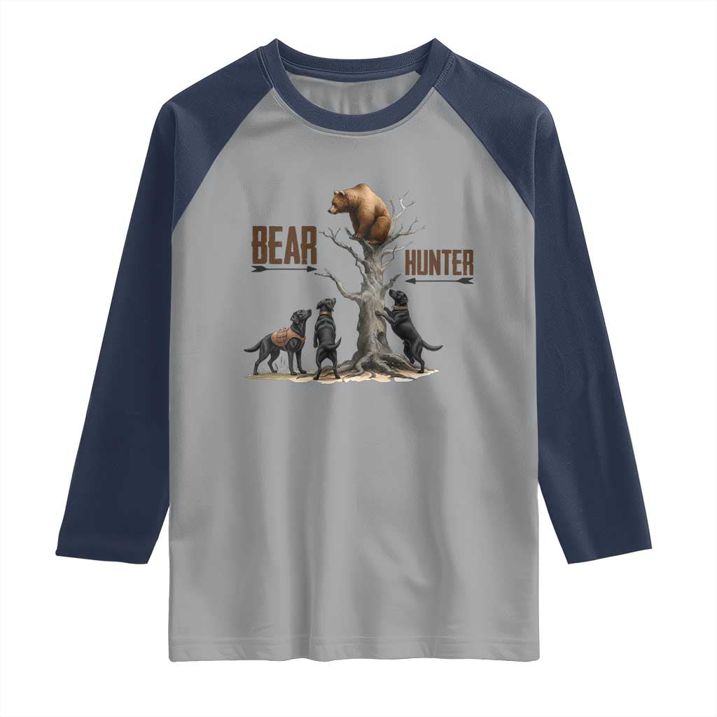Bear Hunter Raglan Shirt Black Lab Retriever Funny Hunting Gift - Wonder Print Shop