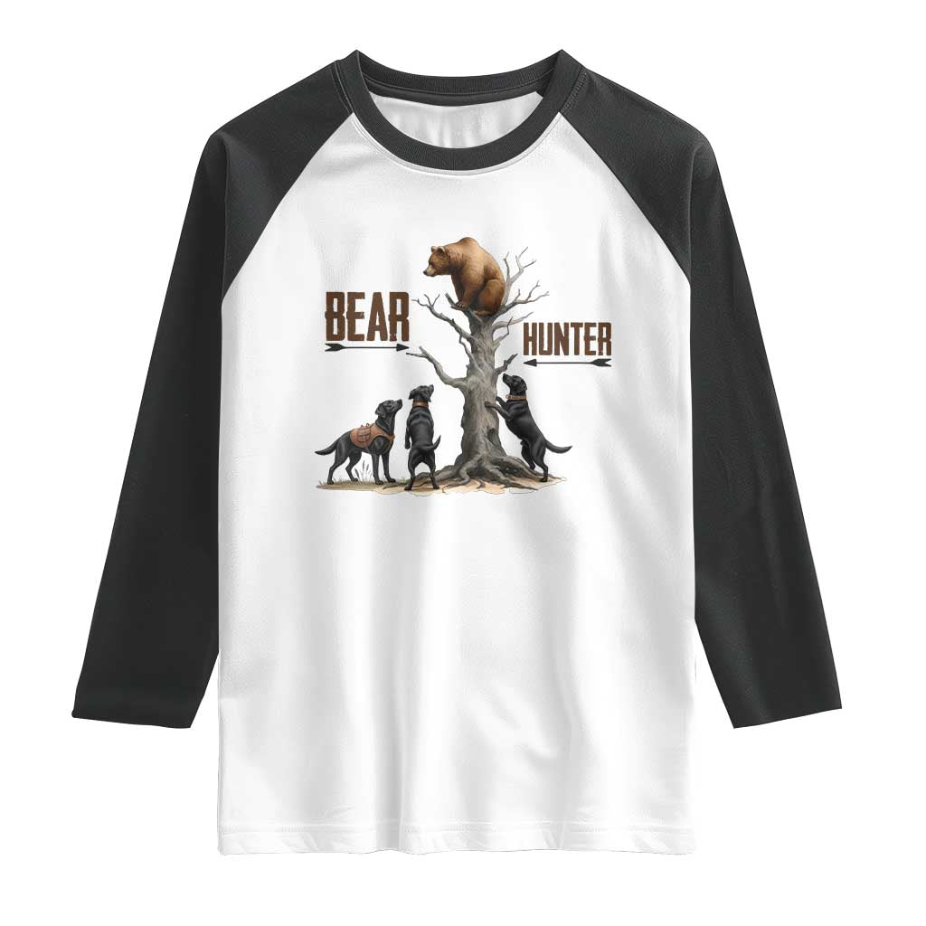 Bear Hunter Raglan Shirt Black Lab Retriever Funny Hunting Gift - Wonder Print Shop