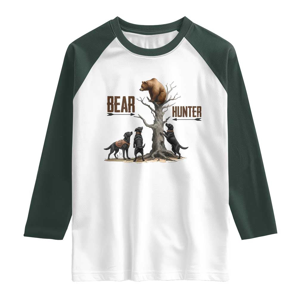 Bear Hunter Raglan Shirt Black Lab Retriever Funny Hunting Gift - Wonder Print Shop