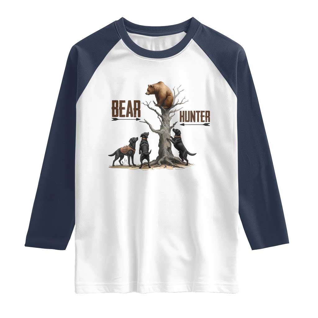 Bear Hunter Raglan Shirt Black Lab Retriever Funny Hunting Gift - Wonder Print Shop