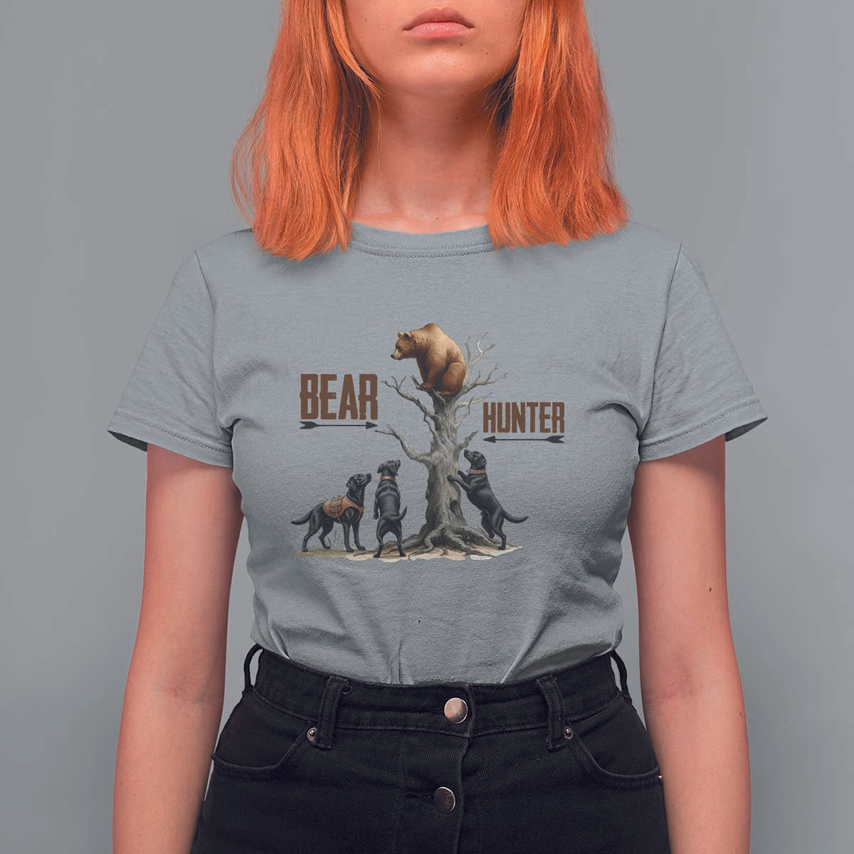 Bear Hunter T Shirt For Women Black Lab Retriever Funny Hunting Gift - Wonder Print Shop