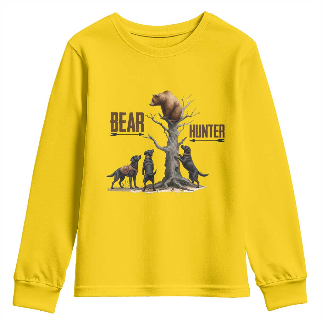 Bear Hunter Youth Sweatshirt Black Lab Retriever Funny Hunting Gift - Wonder Print Shop