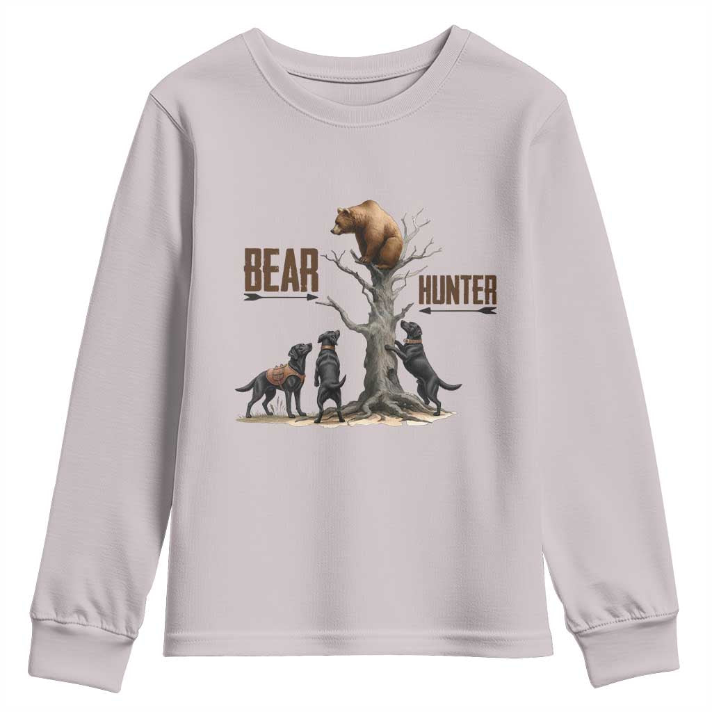 Bear Hunter Youth Sweatshirt Black Lab Retriever Funny Hunting Gift - Wonder Print Shop