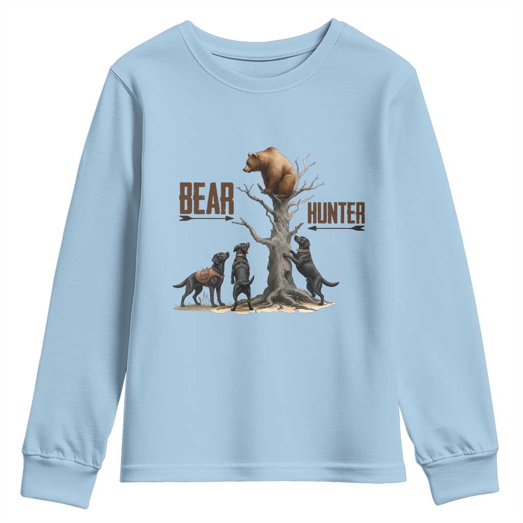 Bear Hunter Youth Sweatshirt Black Lab Retriever Funny Hunting Gift - Wonder Print Shop