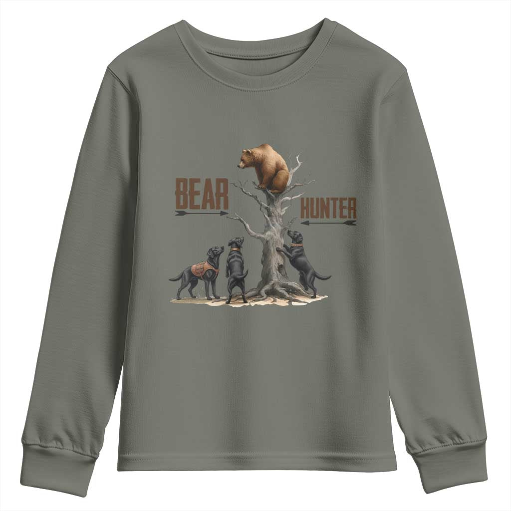Bear Hunter Youth Sweatshirt Black Lab Retriever Funny Hunting Gift - Wonder Print Shop