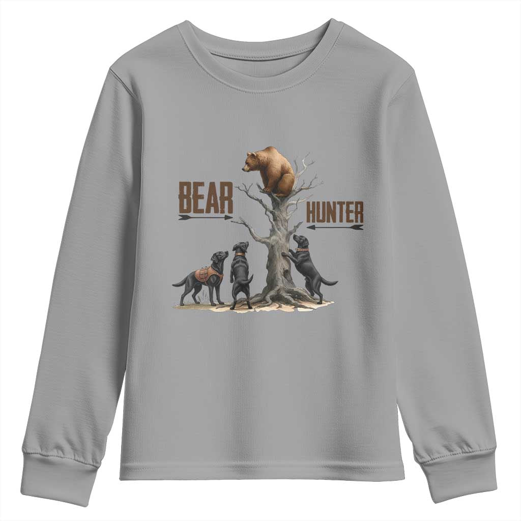 Bear Hunter Youth Sweatshirt Black Lab Retriever Funny Hunting Gift - Wonder Print Shop