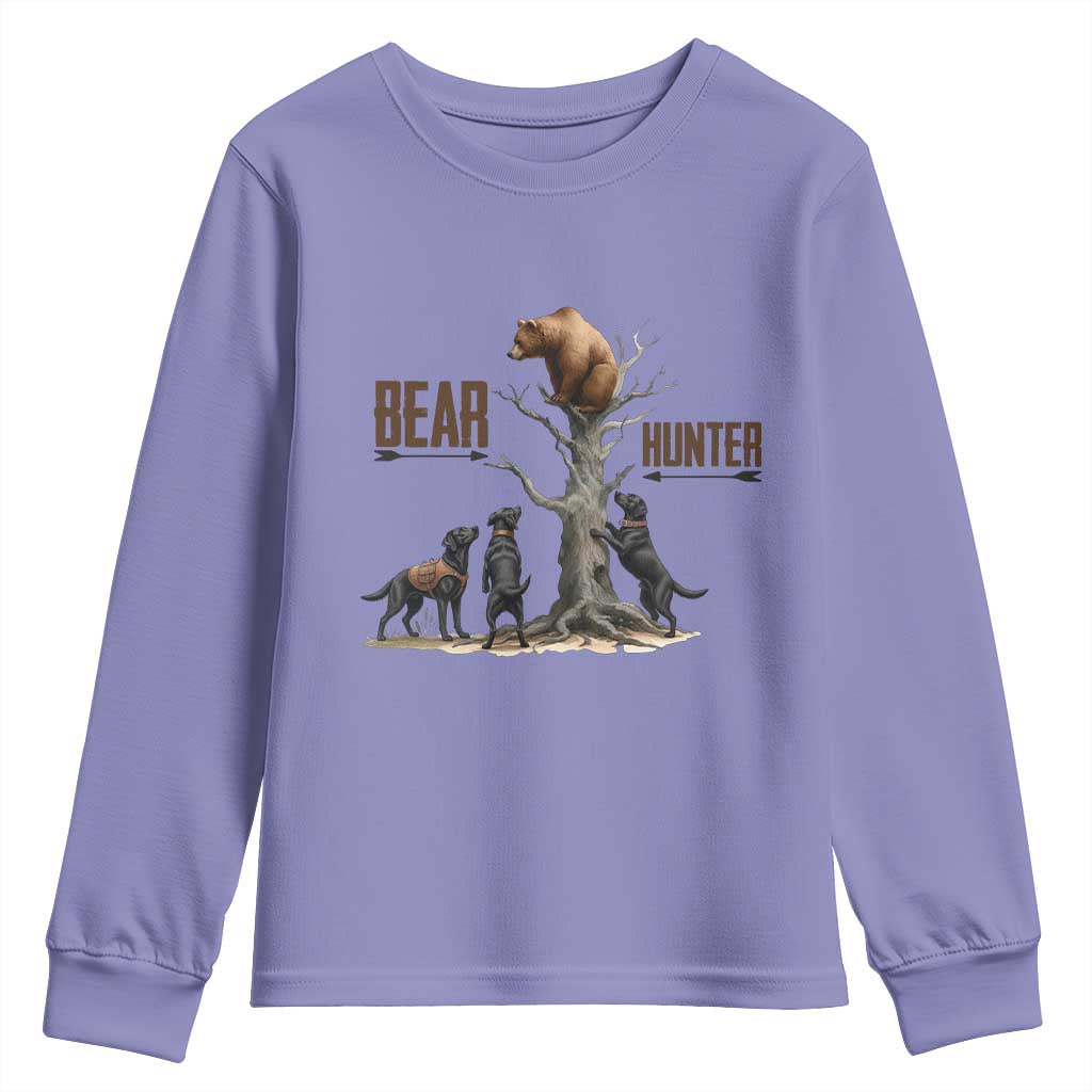 Bear Hunter Youth Sweatshirt Black Lab Retriever Funny Hunting Gift - Wonder Print Shop