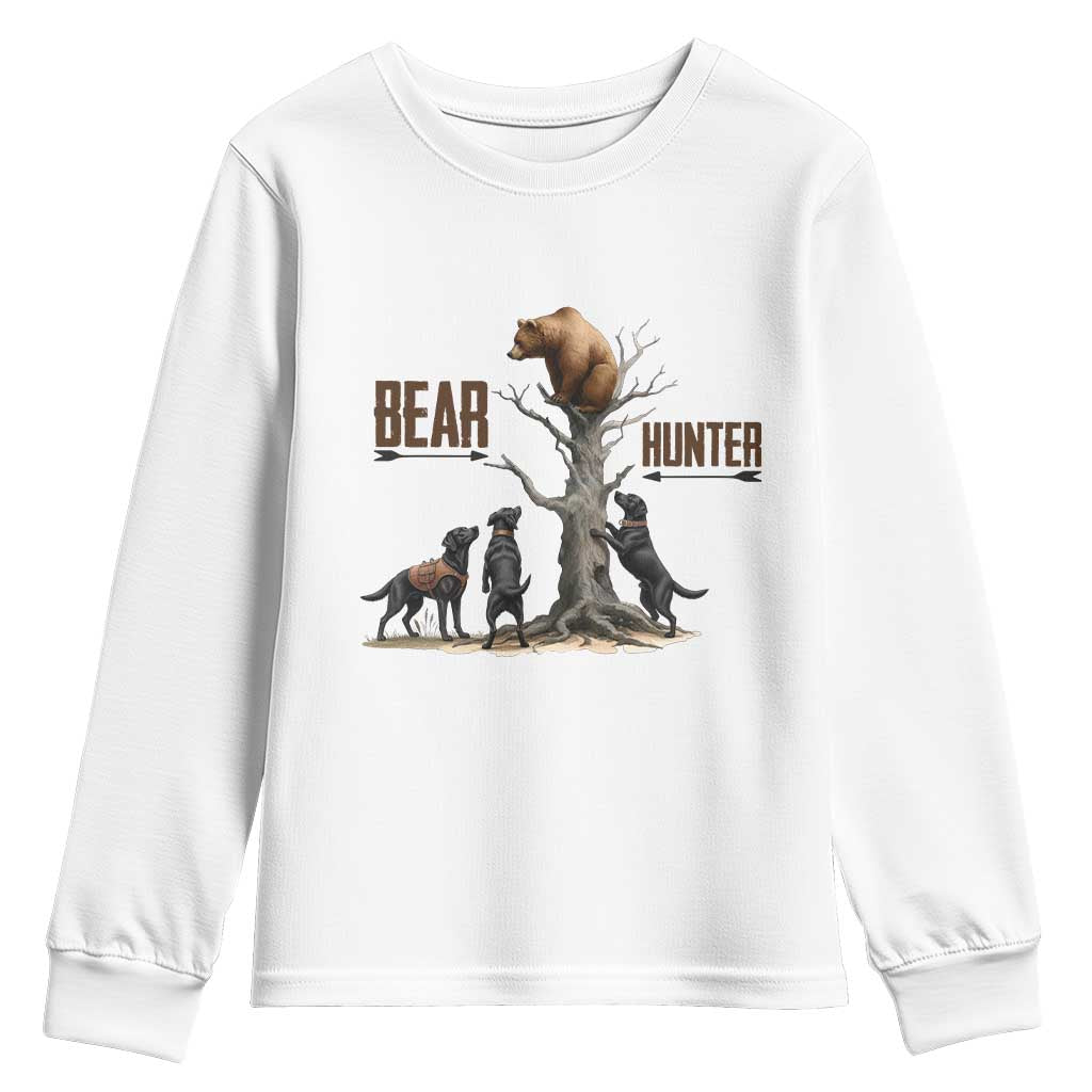 Bear Hunter Youth Sweatshirt Black Lab Retriever Funny Hunting Gift - Wonder Print Shop