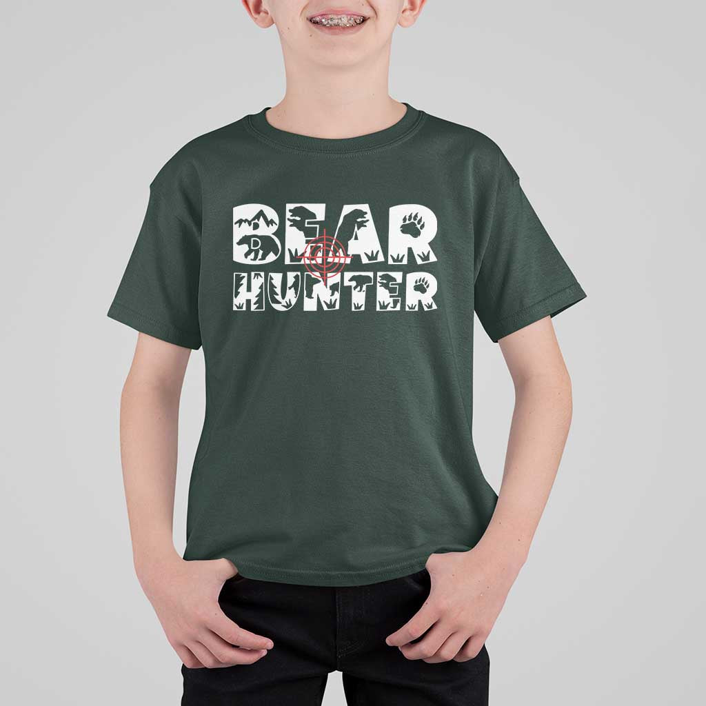 Bear Hunter T Shirt For Kid Outdoor Adventure Gift - Wonder Print Shop