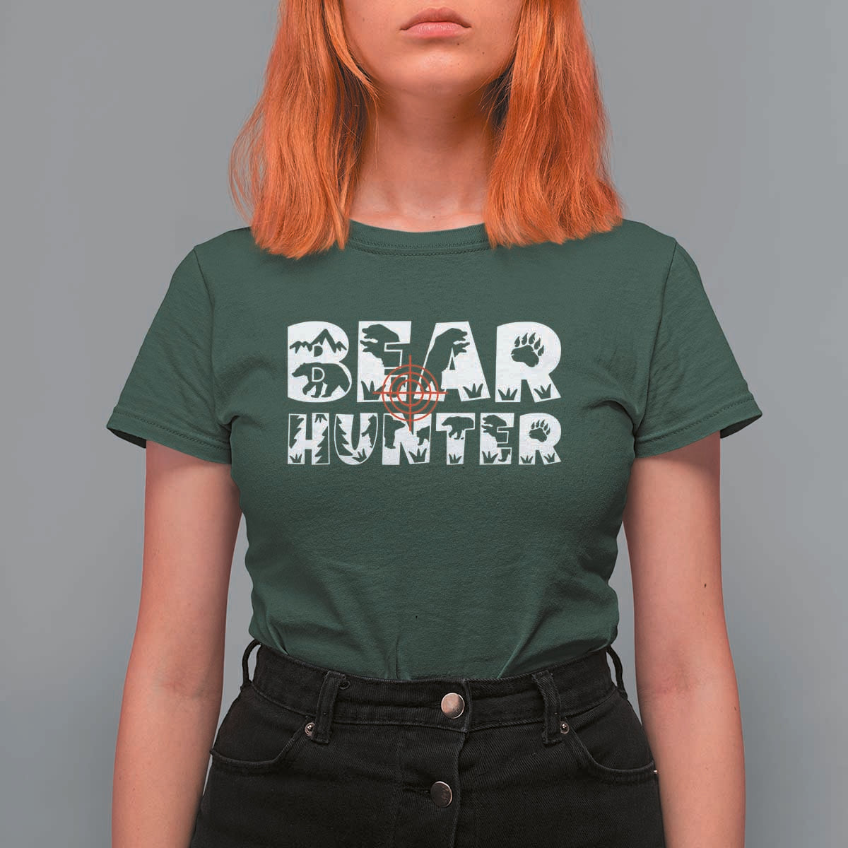 Bear Hunter T Shirt For Women Outdoor Adventure Gift - Wonder Print Shop