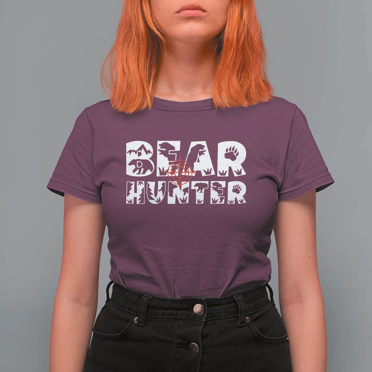Bear Hunter T Shirt For Women Outdoor Adventure Gift - Wonder Print Shop