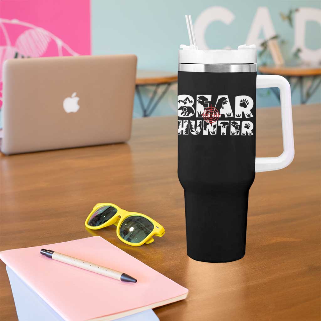 Bear Hunter Tumbler With Handle Outdoor Adventure Gift - Wonder Print Shop