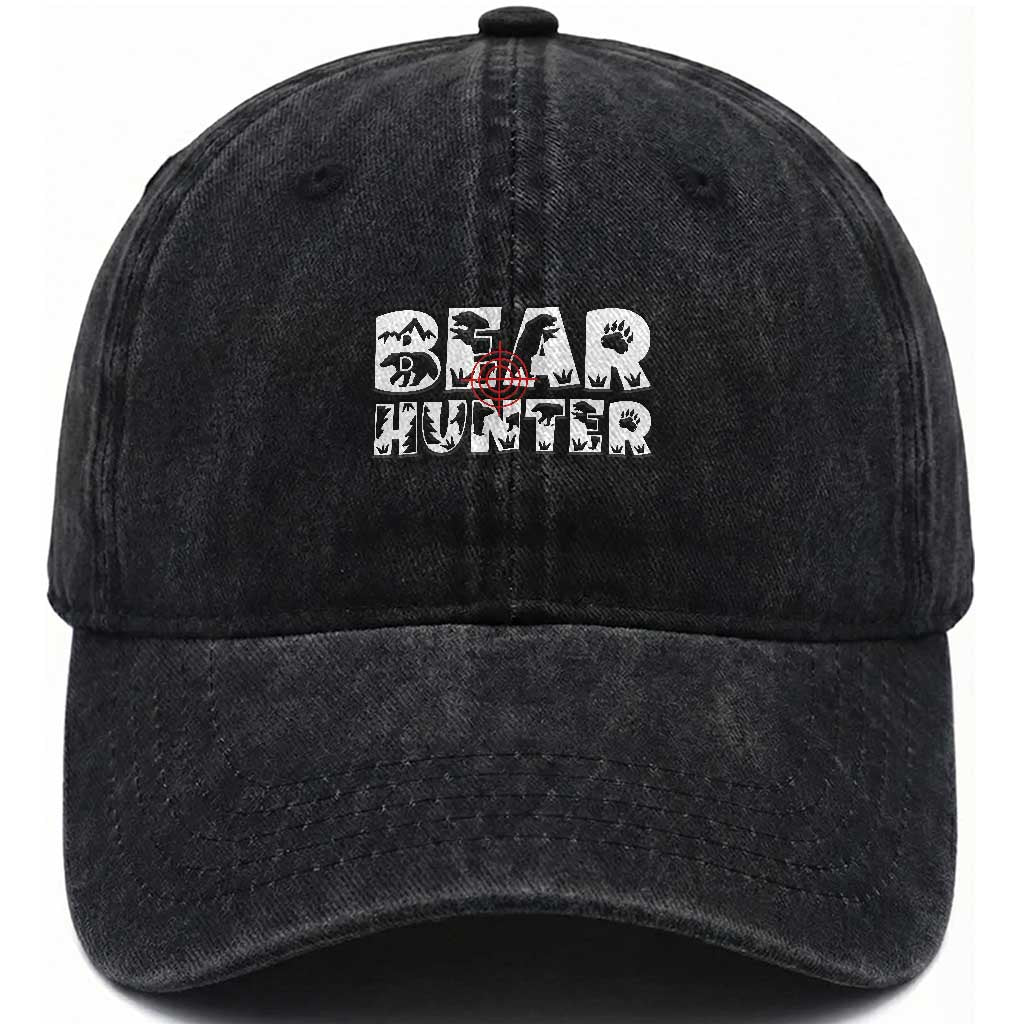 Bear Hunter Washed Cotton Baseball Cap Outdoor Adventure Gift