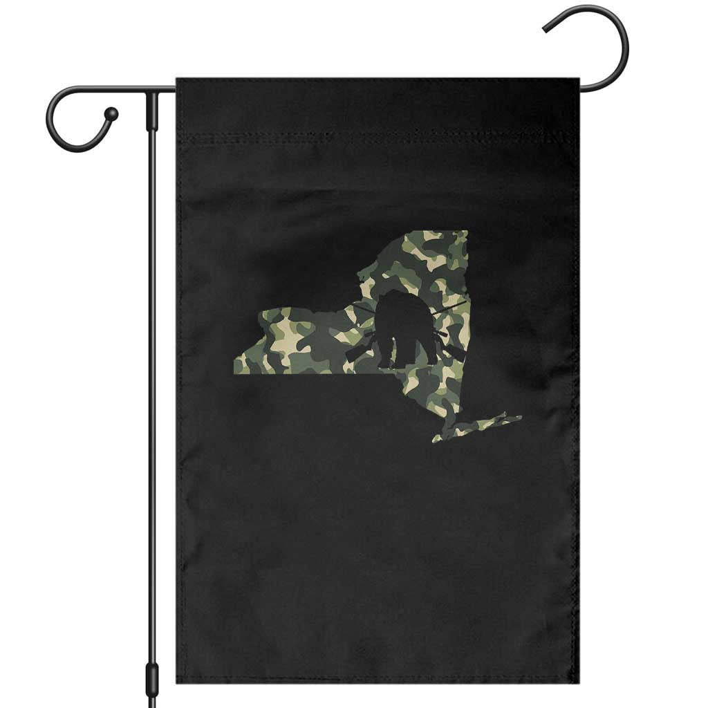 New York Bear Hunter Garden Flag Camo Map Hunting Season Gift - Wonder Print Shop