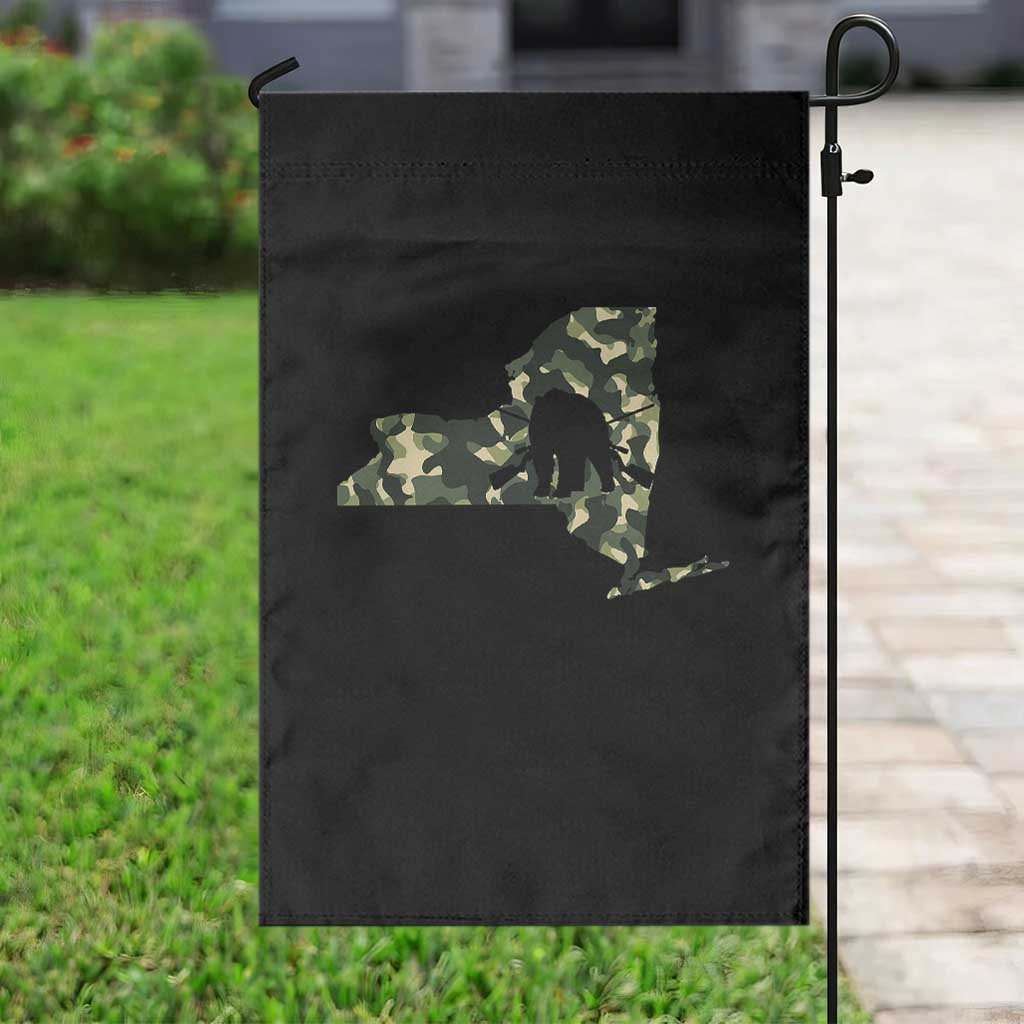 New York Bear Hunter Garden Flag Camo Map Hunting Season Gift - Wonder Print Shop