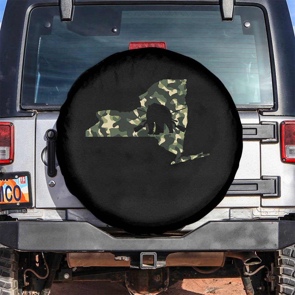 New York Bear Hunter Spare Tire Cover Camo Map Hunting Season Gift - Wonder Print Shop