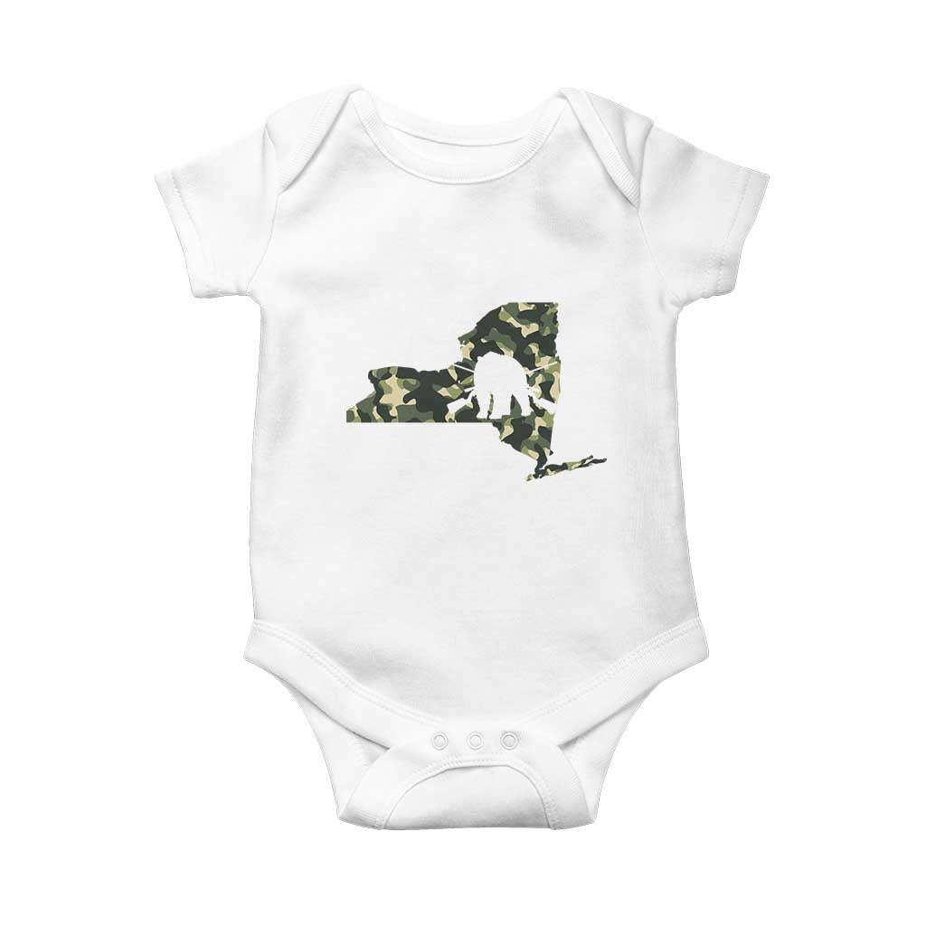 New York Bear Hunter Baby Onesie Camo Map Hunting Season Gift - Wonder Print Shop