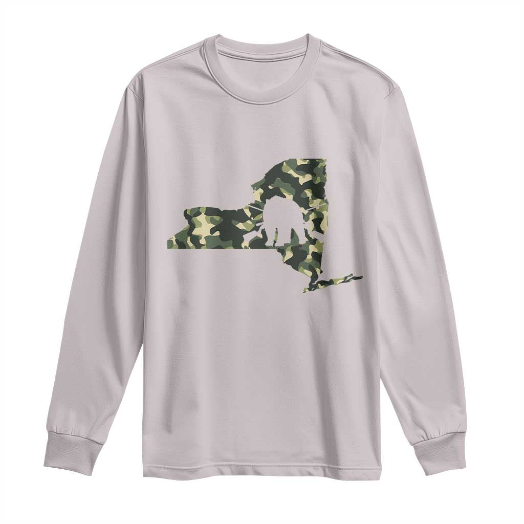 New York Bear Hunter Long Sleeve Shirt Camo Map Hunting Season Gift - Wonder Print Shop
