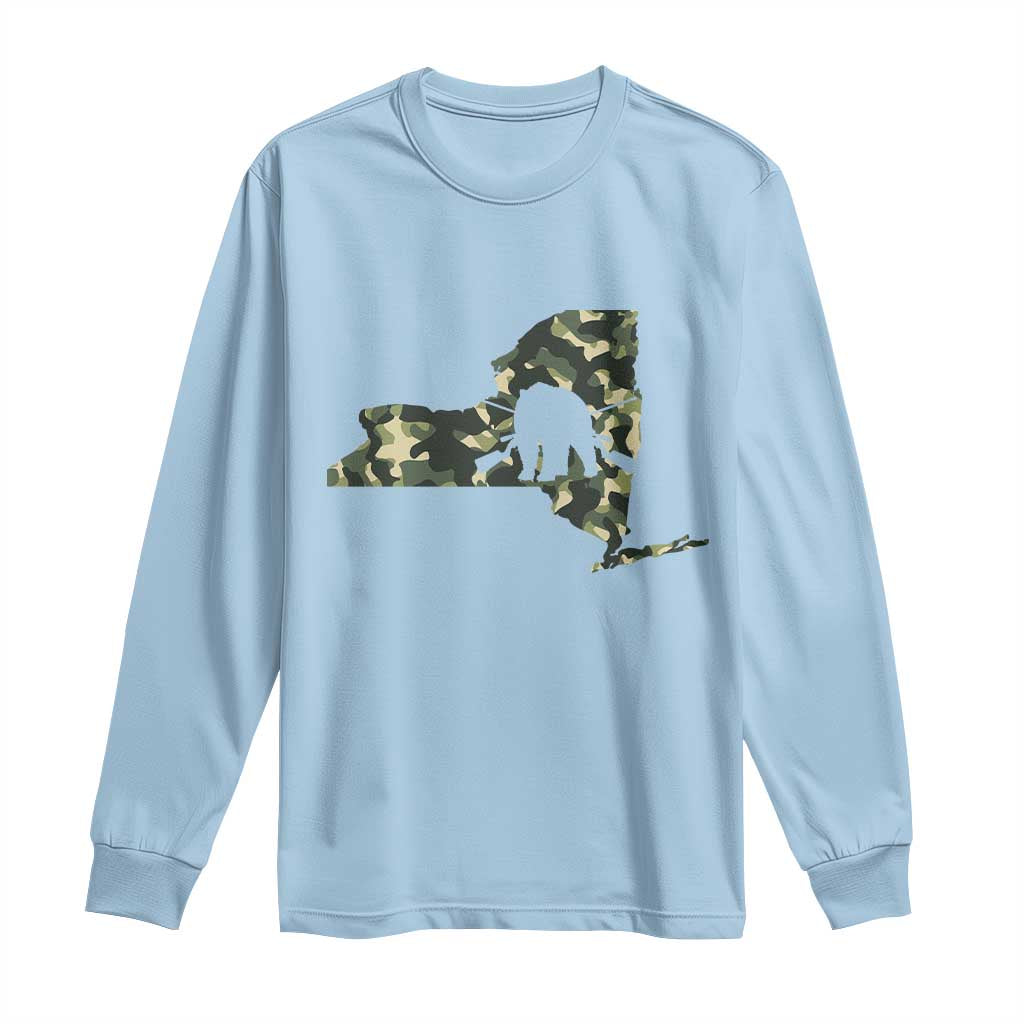 New York Bear Hunter Long Sleeve Shirt Camo Map Hunting Season Gift - Wonder Print Shop