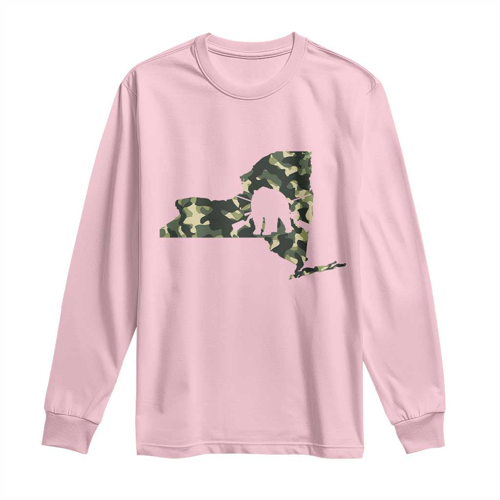 New York Bear Hunter Long Sleeve Shirt Camo Map Hunting Season Gift - Wonder Print Shop